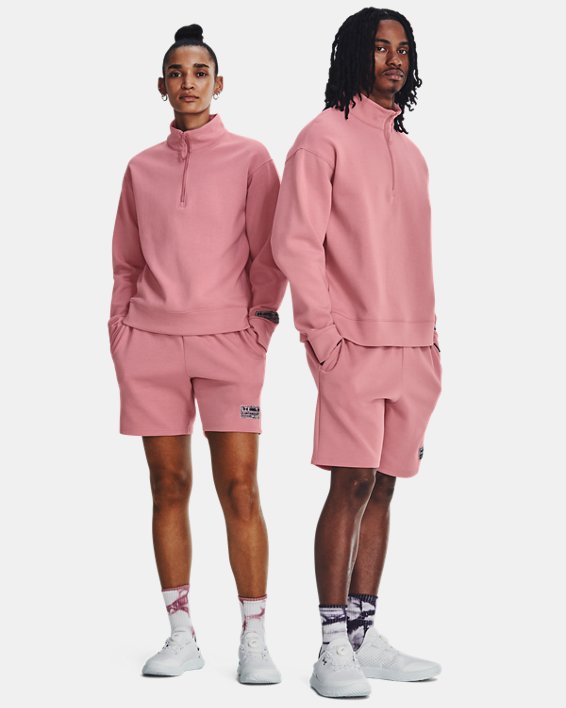 Unisex UA Summit Knit ½ Zip in Pink image number 0